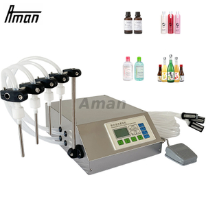 Máquina de enchimento de líquidos para garrafas pequenas com controle digital elétrico automático 4 cabeças Perfume Água Suco Shampoo